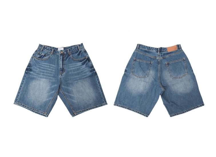 LESS - 5 POCKET WASHED DENIM SHORT - BAGGY
